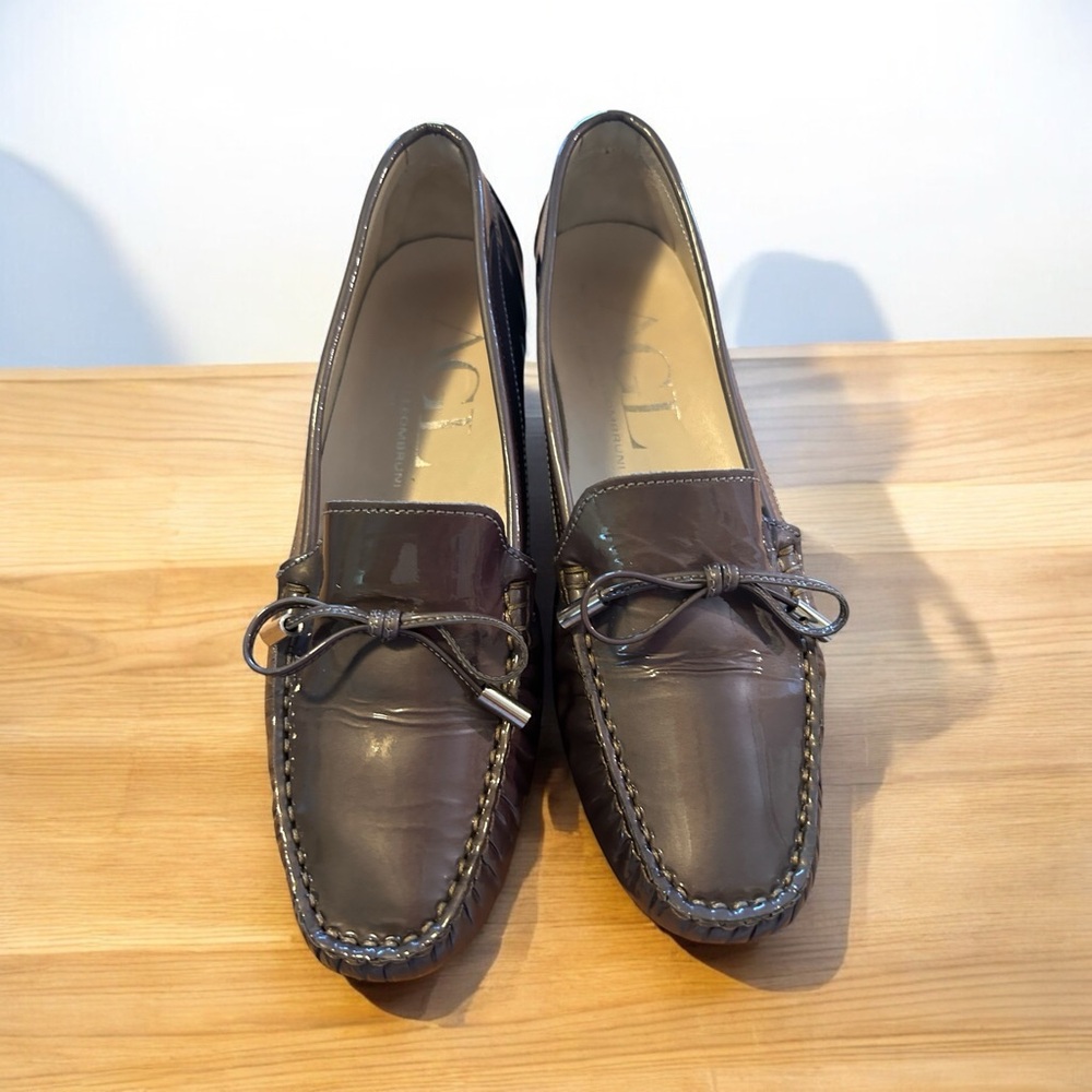 AGL Loafers Patent Leather Josephina Grey Made in Italy Excellent Size 38 US 8